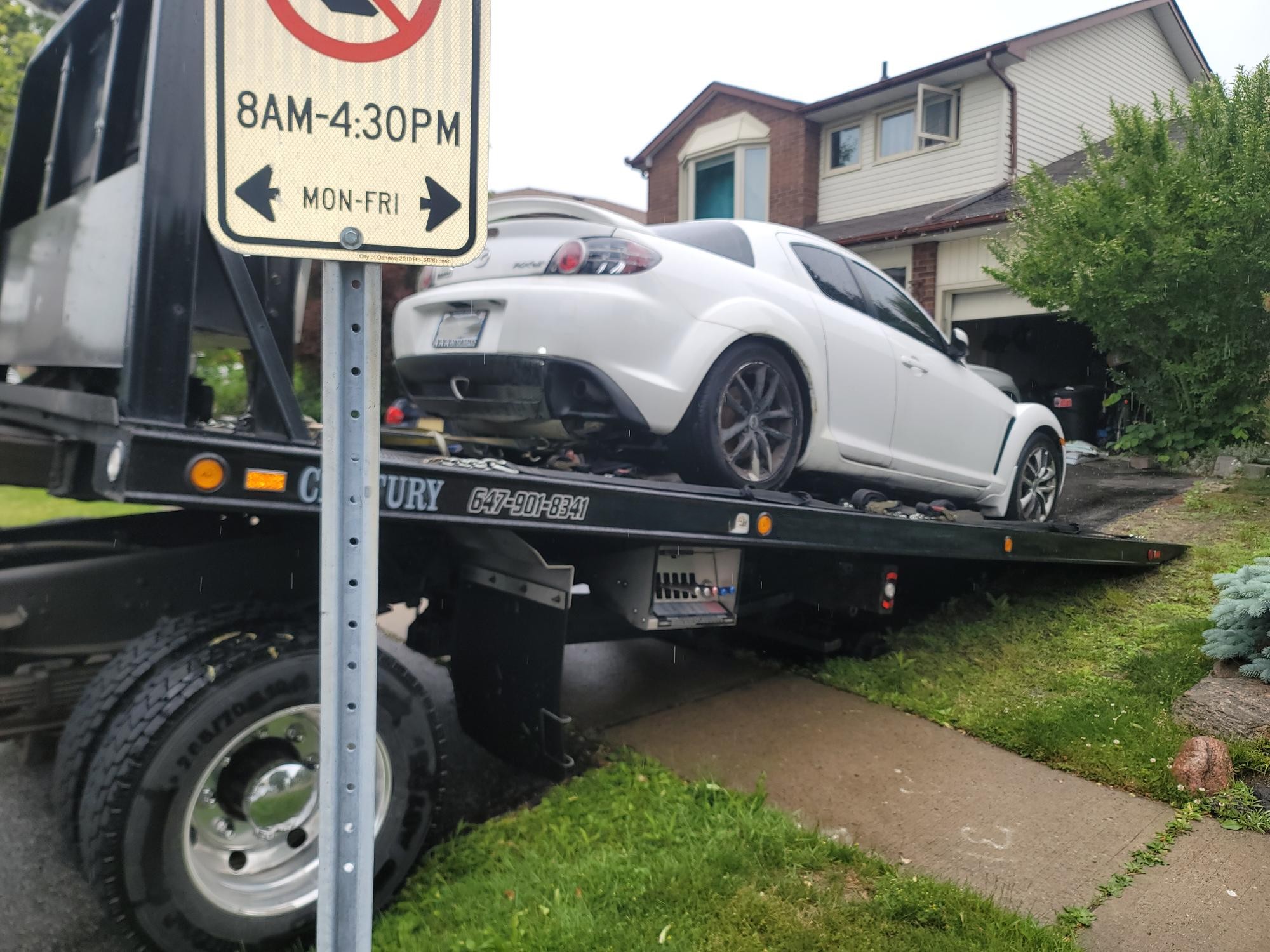 Tow truck hook and chain detail